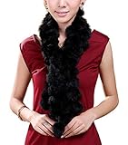 fellschal grau Maße: 120 x 12 cm Cheerlife Damen Winter Schal Kragen Pelzkragen Kaninche Pelzschal Fellschal mit Ball Halstuch Schwarz