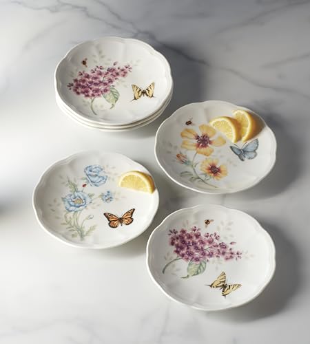Image of Lenox Butterfly Meadow 6-Piece Tidbit Plates, Dessert Plate Set for 6