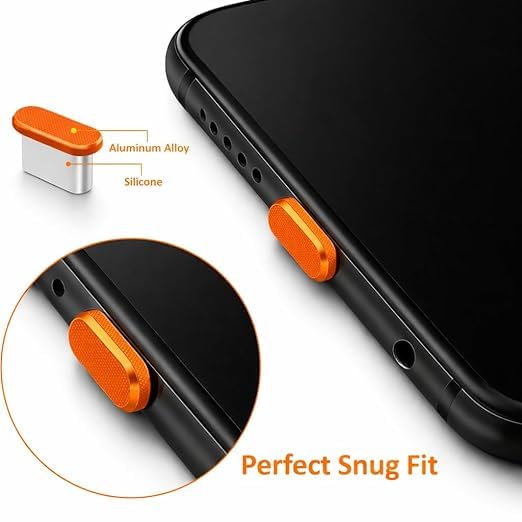 Image of Mizi USB C Dust Plug for iPhone 17 Pro Max (2 Pack) - Charging Port & Speaker Port Protector, Complete Cleaning & Maintenance Accessories - Orange