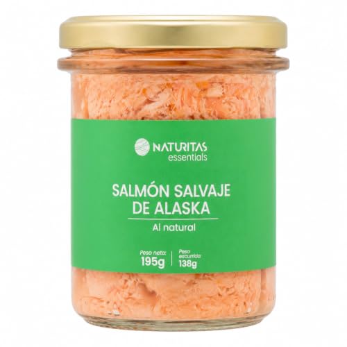 Salmón de Alaska Salvaje al natural BIO | 195 g | Naturitas Essentials | Salmón salvaje de Alaska al natural | Pesca sostenible alto en proteína | Conservas