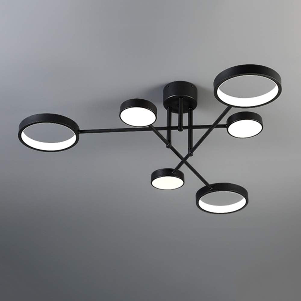 Plafonnier LED noir 63W lustre spoutnik design à 6 cercles