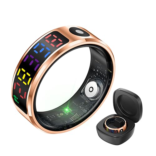 R12 Smart Ring Unisex,5ATM Waterproof Fitness Tracker with 24/7 Heart Rate/Sleep Detection,Medical Grade Metal Case (Black Charging Compartment, Rose Gold, #11)-picture-25