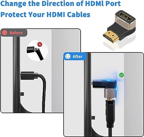 Image of ETZIN 8K HDMI 2.1 Extender Adapter, 90 Degree Upward Angle Male to Female HDMI Adapter Extender Compatible with TV, Ro-ku, Firestick, Chrome-cast, Switch, Laptop, PC, EPL-1053H.