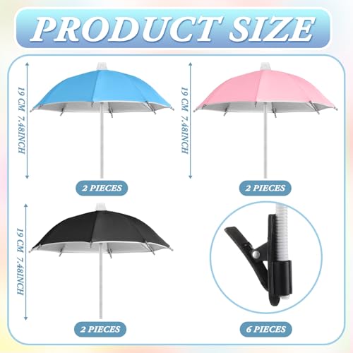 Flutesan 6 Sets Phone Umbrella for Sun Phone Umbrella Cell UV Protection Anti Glare Sun Shade Adjustable Sunshade with Hand Style Suction Cup Outdoor Shield Sunshade for Summer Beach Holiday - Thumbnail 3