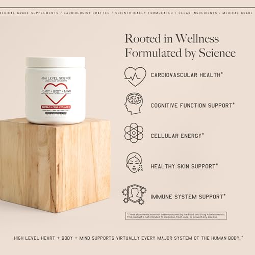 High Level Science CoQ10, Omega-3, Vitamin E - Cardiologist Formulated for Heart + Body + Mind Health with DHA/EPA, Antioxidant for Energy, Superior Bioavailable Fish Oil - Gluten Free, 60 Softgels - Image 3