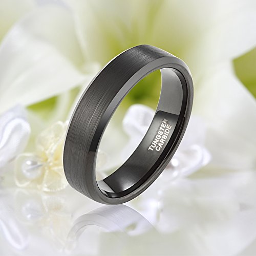 Image of Frank S.Burton Tungsten Ring for Men Women 3mm 4mm 6mm 8mm Beveled Edge Matte Silver Band Comfort Fit Size 4-15