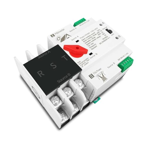 Commutateur ATS 3P triphasé 63A rail DIN transfert automatique double puissance sans coupure