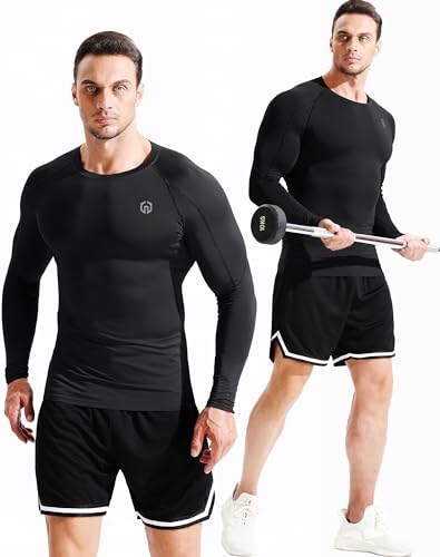NELEUS Men's 3 Pack Dry Fit Long Sleeve Compression Shirts Workout Running Shirts3