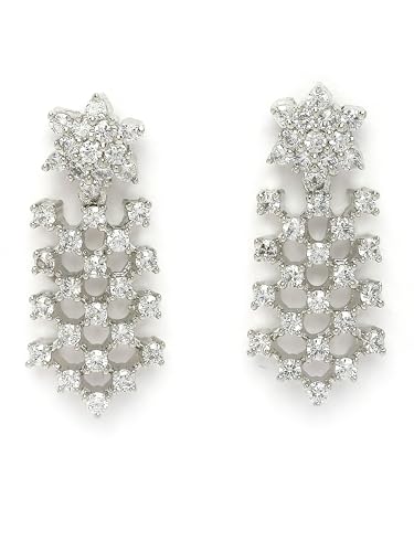 Image of Karatcart Silver Toned American Diamond Studded Jewellery Set for Women