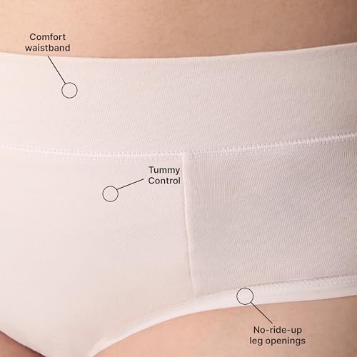 Image of PLAYTEX Women's Tummy Control Underwear Hipster Pack, 3-Pack, Stretch Cotton, Plus Size Panties Avail., Moisture Wicking