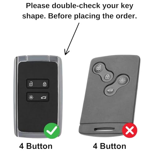 Image of KEYCEPT Metal Alloy Key Cover Compatible for Triber, Kiger, Duster 2026, Gravite 4 Button Smart Card Key with Keychain (Long Keychain).
