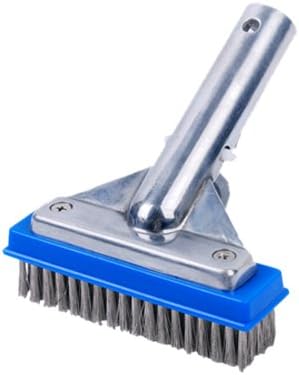 Pooline 5" Pool Brush with 5" Aluminum Back and Handle- Stainless Steel Bristles - Blue Brush Body