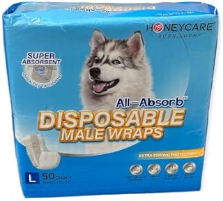 HONEY CARE All-Absorb A24 Male Dog Wrap, 50 Count, Large