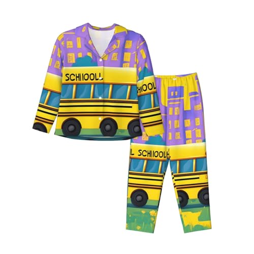 Vêtement de nuit manches longues : pyjama bus scolaire femme anti-froid
