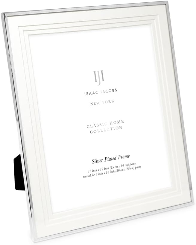 Isaac Jacobs 10x12 (Matted 8x10) Silver Metal Picture Frame, Triple Matted Classic Metal Photo Frame Made For Tabletop & Hanging Display, Photo Gallery and Wall Art (10x12 (Matted 8x10), Silver)