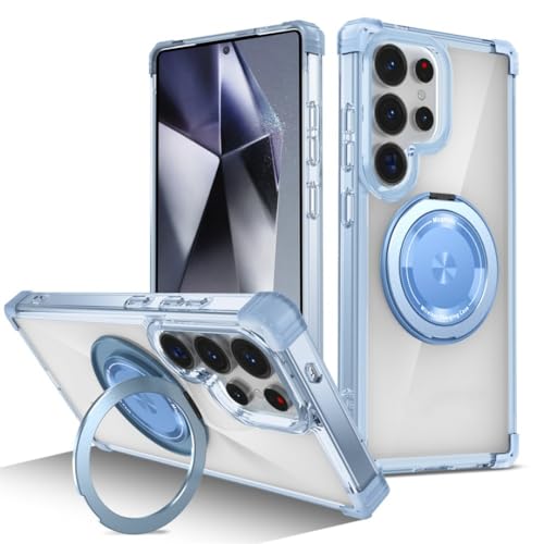 ��]���}�O�l�b�g�܂肽���݃X�^���h�t�������X�}�z�P�[�X Samsung�p S26 S25 Edge S24 S23 Plus Fe S21 Ultra�Ή� �ϏՌ��J�o�[�iGalaxy S24Plus�p/�u���[�j