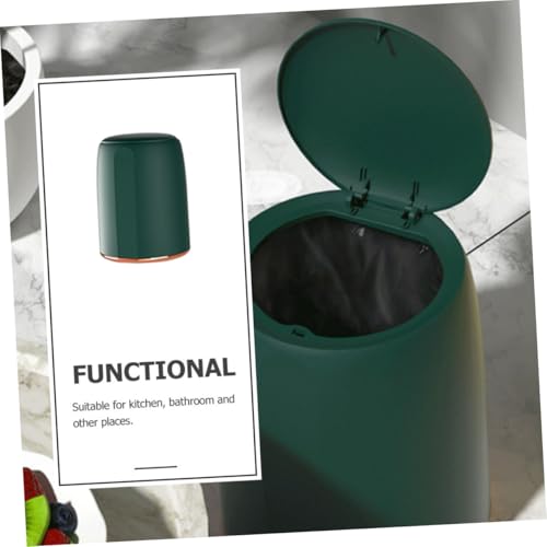 Caneca de basura pequeña verde para cocina y oficina miniatura 4