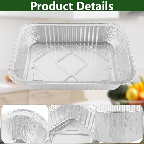 VIDETOL 30 Stück Aluminiumschalen 4900 ml Backbleche, wiederverwendbar, flach, Aluminium für Gasgrill, Braten, Kochen (37 x 26 x 7 cm)