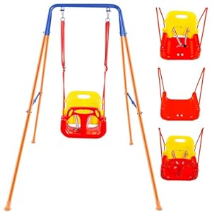 HLC 3-in-1 Babyschaukel, Outdoor/Indoor Schaukel Mit Klappbarem Metallständer, Einfach Zu Montieren Und Zu Verstauen, Geeignet Für Kinder Jeden Alters