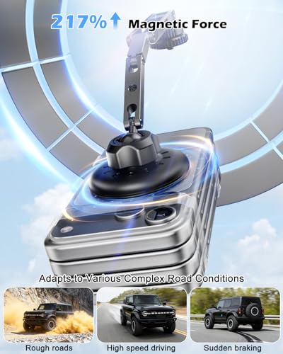 Image of CloudValley Extended 15W Magnetic Wireless Car Charger Phone Mount for Ford Bronco 2021-2026 2 /4 Door, Aluminum Alloy Magnetic Phone Holder, Off-Road Stable Anti-Shake No Drill Dash Mount