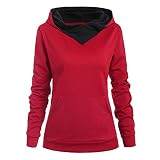 mangas Sudaderas de la impresión de cráneo YK Butterfl para Mujer Bloque de Manga Larga