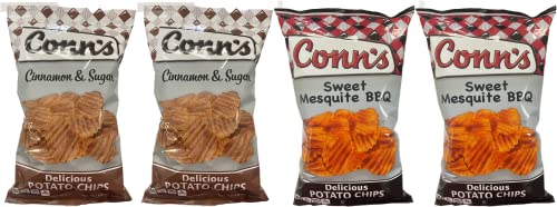 Conn's Potato Chips Variety (Assortment, 7.5-8 oz.) - 4 Pack - Very Shelf Stable - Made with Premium Oils and Best Potatoes - Made in Ohio