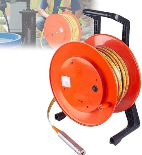 Portable Water Depth Meter, 300m Stainless Steel Well Gauge with Peak Display for Boreholes, Wells, and Environmental Monitoring Projects - Accurate & Durable