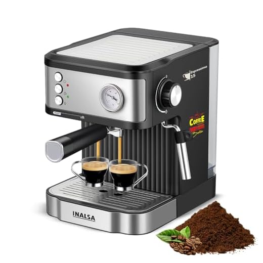 Inalsa Espresso Coffee Machine for Home, Office|15 Bar Pressure|NTC Visible temperature Control Technology With Milk Frother|Double Shot System|3in1- Espresso, Cappuccino & Latte (Espressimo 15)
