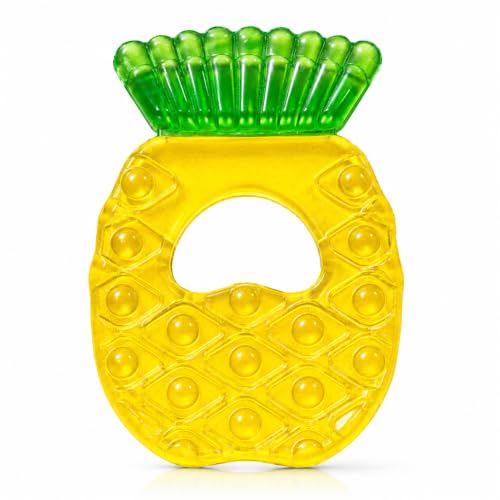 Image of CHICAGOZONE Premium Baby Silicone Teether Ring Toy - BPA Free Soft Teething Toy for Infants, Multi-Texture Sensory Chew Toy, Easy Grip Teether for Babies 3-12 Months, Cute Animal Design (Multicolor) (PINEAPPLE SHAPE)