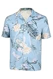 Haocloth Nobody Cosplay Costume Hutch Mansell Cosplay Blue Printed Top Men's Casual Short Sleeve Button-Up Shirt