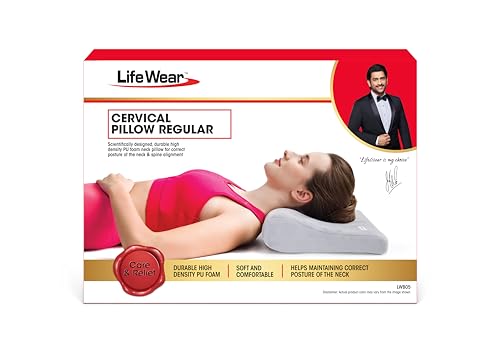 Image of LifeWear Cervical Pillow for Neck Pain, PU Foam Contour Pillow, Supports Neck and Shoulder Pain for Sleeping, Anatomical Design, Improves Posture and Spinal Alignment, Universal Size