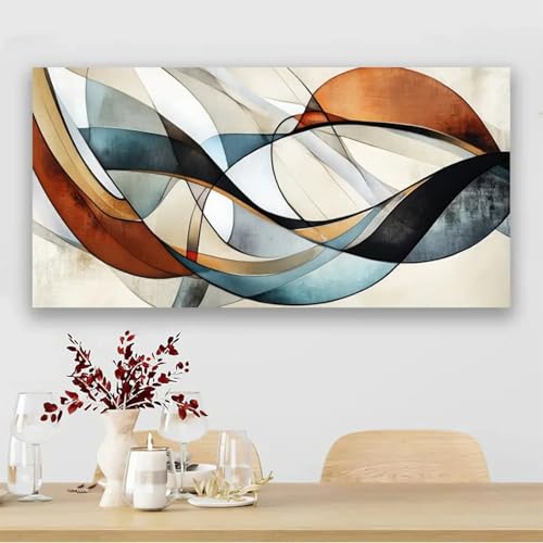 Impression abstraite géométrique verte déco murale salon moderne en toile 65x130 - 4