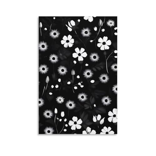 Toile moderne florale pour cadre de salon noir et blanc : sublimez votre chambre au quotidien