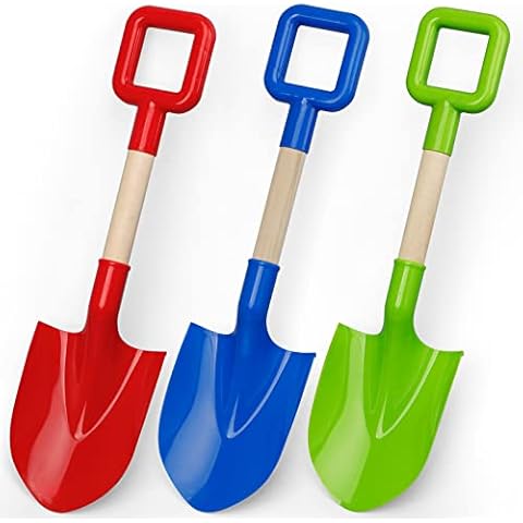 LNCOJOLM Jumbo 16" Kids Beach Spades Sand Shovels Toys, 40 CM Gardening Tools Kit For Kids, Sandbox Toys Scoop Durable Wood Long Handle Spade for Garden Sand Snow Backyard Summer Adults 3 Pack Cover