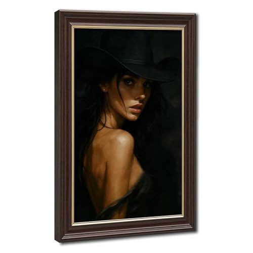 Toile de cowgirl occidentale 61x91 cm pour habiller un mur vide