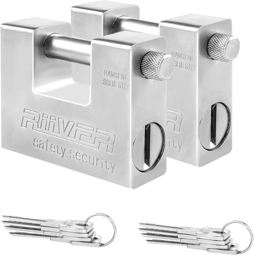 M.J COMFY-LIFE 2pack 94mm Heavy Duty Container Padlock High Security with 5 Keys, 12mm Thick Shackle Waterproof Padlock for Shipping Container, Garage, Warehouse, Shed, Motorbike, Gate