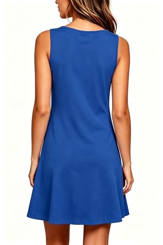 Image of Roshop Womens Juneteenth Flag Sleeveless Dress 4th of July Patriotic Swing Sundress with Pockets