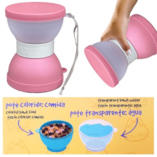 Kit Bebedouro Vida Mansa 2 litros + Comedouro 320ml + Lancheira Pet - Cães de pelo longo (Rosa)
