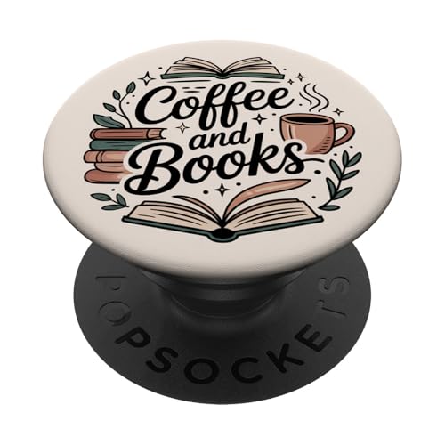 Coffee And Books Book Lover Bookish Reading Librarian Beige PopSockets Klebender PopGrip