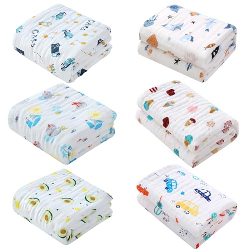 HENGBIRD Spucktücher Baby, 6 Pcs 50x25cm Mullwindeln Spucktücher, Baby Puckdecke Spuckdecke Pucktuch Mulltuch, Mulltücher Baby Musselin Tuch Baby Saugfähige und Weiche und Atmungsaktive