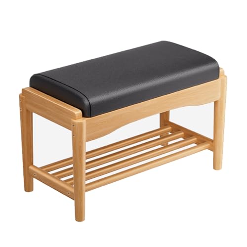 Banco moderno para zapatos con cojín de piel sintética, almacenamiento para entrada y dormitorio, armario estilo granja para sala de estar y pasillo, solución de asiento al final de la cama
