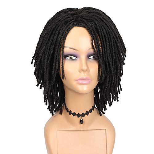 Hanne Short Dreadlock Wigs For Black Women And Men Afro Crochet Twist Braided Faux Locs Wig For African Americans Curly Braiding Full Wigs (Black Wig) #TOP1