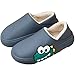 ZHENGRUI Femmes Hommes Pantoufles Paresseuses,Hiver Chaud Dessin Animé Dinosaure Pantoufles Peluche Cosy Anti Dérapante Maison Chaussures,Grey-44/45