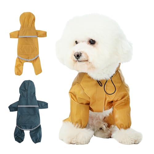 Dog Raincoat Jacket for Small Medium Large Dogs, Raincoat with Hood Poncho Waterproof Puppy Raincoat-Yellow Dog Raincoat Jacket for Small Medium Large Dogs, Raincoat with Hood Poncho Waterproof Puppy Raincoat-Yellow