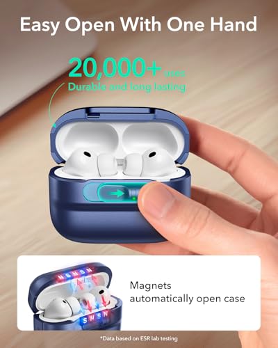 Image of ESR for AirPods Pro 3 Case (2025), Compatible with AirPods Pro 3 (USB-C Cable), MagSafe Ready, Magnetic Lid Lock, Full Drop Protection Cover with Lanyard, Blue