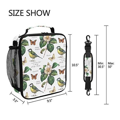 Hussrity Elegant Flower And Birds Lunch Bag Insulated Lunch Box For Women Men Adult Kids School Picnic Work Large Lunch Container Ice Pack Cooler Bag Reusable Lunch Tote #TOP4