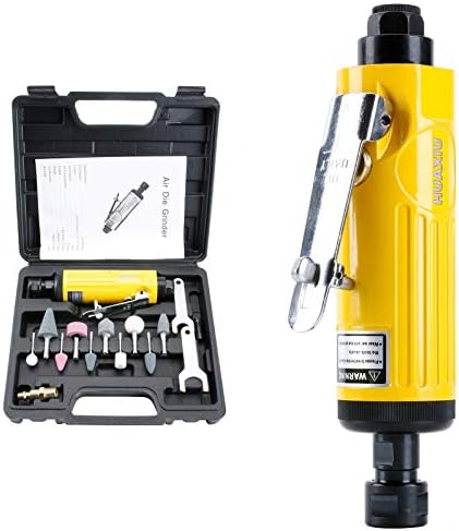 Air Die Grinder with 1/4"(6MM) and 1/8"(3MM) Collets, Pneumatic Die Grinder Kit, 22000 RPM