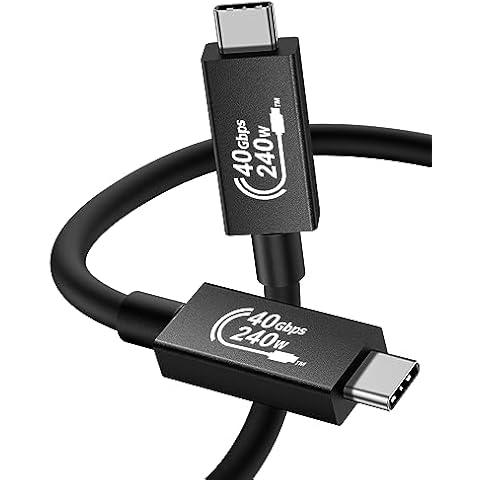 Eversame USB4 Short Cable 5FT, Supports Single 8K/Dual 4K@60Hz HD Display, 40 Gbps Data Transfer, 240W Charging USB C to Type-C Cable,Cpmpatible with Thunderbolt 4/3,Laptop, Hub, Docking, and More Cover