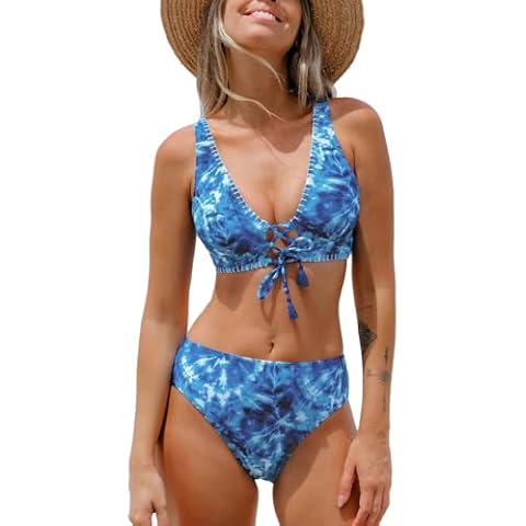 CUPSHE Deep V Neck Reversible Bikini Set Cover