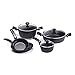 Moneta Etnea Chef Set de 8 Casseroles et Poêles avec couvercles, revêtement anti-adhésif et anti-rayures surface en pierre, Lavable au lave-vaisselle